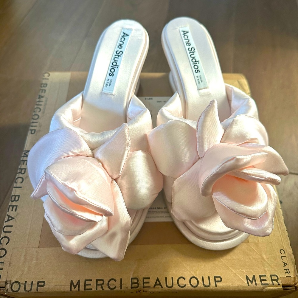 Acne satin slippers
